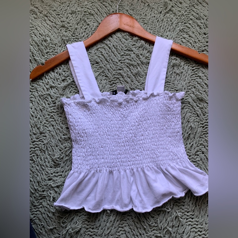HYFVE white bottom ruffled tank top, size small